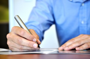 business man writing